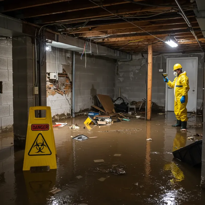 Flooded Basement Electrical Hazard in Fremont, NC Property