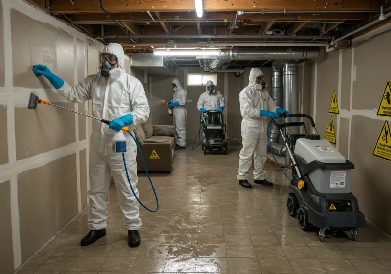 Basement Moisture Removal and Structural Drying process in Fremont, NC